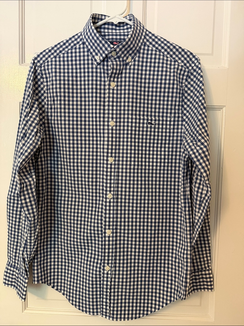 Vineyard Vines Navy and White Gingham Button-Down Shirt